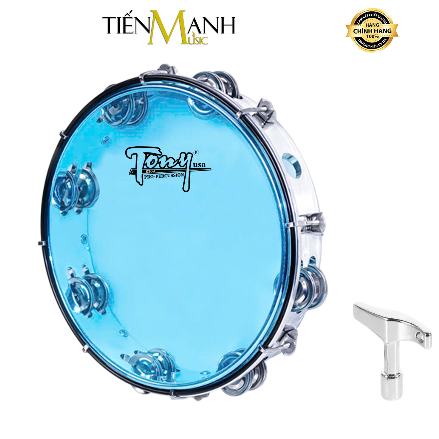 Trống lắc tay - Lục lạc gõ bo Tambourine Tony (Xanh)